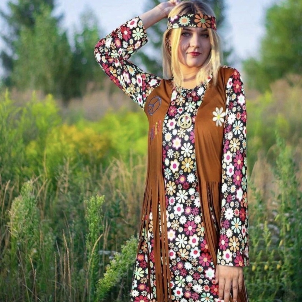 Hippie Party Outfit w/Accessories 70’s Costume 2XL